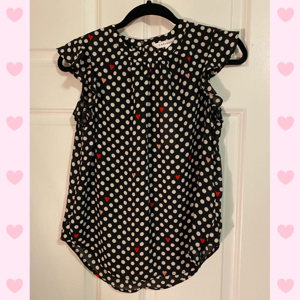 Valentine's Ready Polka Dot, Heart Print Blouse from POPSUGAR